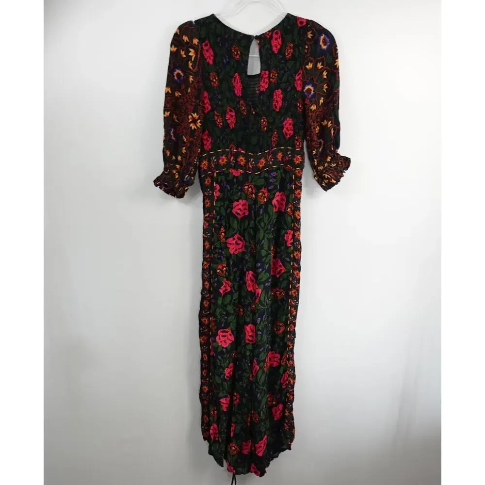 Farm Rio for Anthropologie Printed Smocked Jumpsuit Size Medium broken zipper - Picture 3 of 12